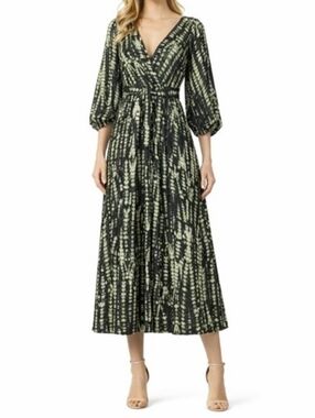 NWOT BANANA REPUBLIC Blouson Maxi Dress, Black Print, Size Large